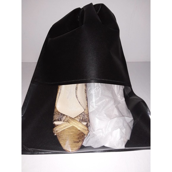 Miu Miu Snakeskin with Metallic Gold Highlights Open Toe Pumps 37 IT - Picture 4 of 11